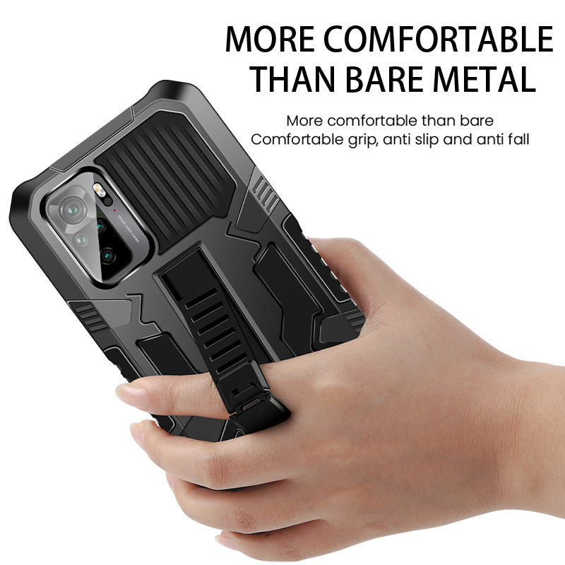 Hybrid PC + TPU Case with Hidden Kickstand and Corner Airbags for Redmi Note 10 4G