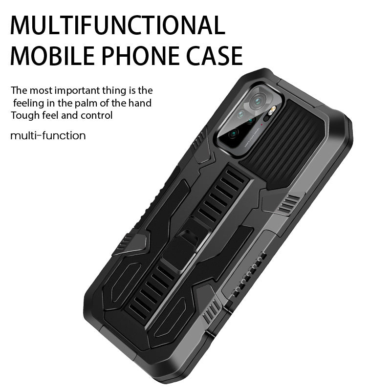 Hybrid PC + TPU Case with Hidden Kickstand and Corner Airbags for Redmi Note 10 4G